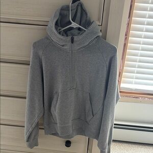 Athleta Gray Zip Up Sweater with Ribbed Detailing
